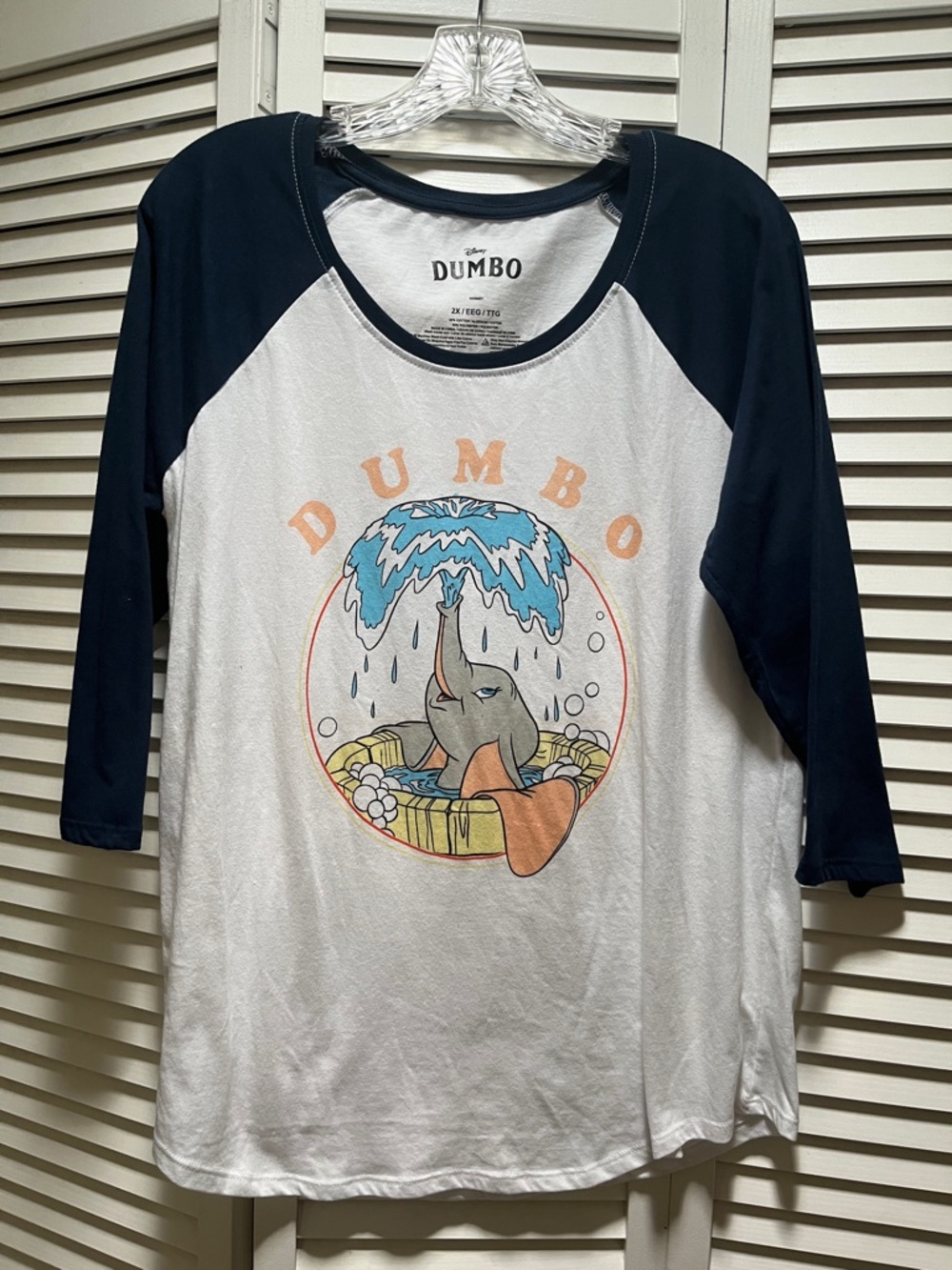 Disney Dumbo Raglan Tee - White & Navy
